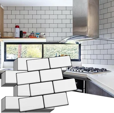 Image de Ruban adhésif pour crédences - 10 rubans métalliques épais autocollants - Cuisine, salle de bains, blanc
