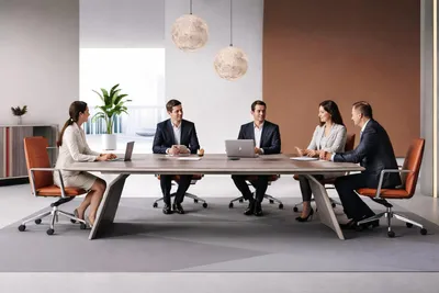 Obrázok produktu pre Kvalitný hnedý konferenčný stôl, pracovné stoly, nábytok