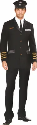 Pilot Kostüm Alex für Herren Gr. XL-XXL schwarz Flugkapitän SALE Fasching Karneval Mottoparty