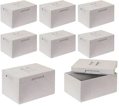 Produktbild von 8x Thermobox aus EPS mit Deckel - Volumen 10,4 Liter, 350x255x210 mm, Wandstärke 20 mm, Innenmaß 310x220x160 mm