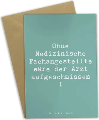 Produktbild von Mr. & Mrs. Panda Glückwunschkarte Spruch Medizinische Fachangestellte - Meeresbrise - Geschenk, einladungskarten, Assistentin, osterkarte, Patienten, weihnachtskarten