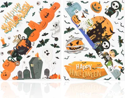 Produktbild von com-four® 2x Halloween-Fensteraufkleber - selbstklebende Fensterbilder - Fensterdekoration - Fenstersticker mit Halloweenmotiven [Auswahl variiert]