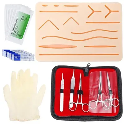Produktbild von Chirurgisches Nahtset: Suture Practice Kit, Nahtmaterial Chirurgie, Wundnaht Übungsset, Silikon-Nähkissen mit Werkzeugsatz, Wundnaht-Übungsset, Nahtübungsset Chirurgisches(nur für Bildungszwecke)