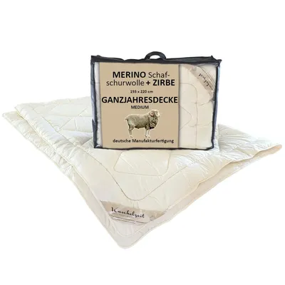 Produktbild von Merino Schafschurwolle + Zirbe Ganzjahresdecke Kuschelzeit in 155x220 cm