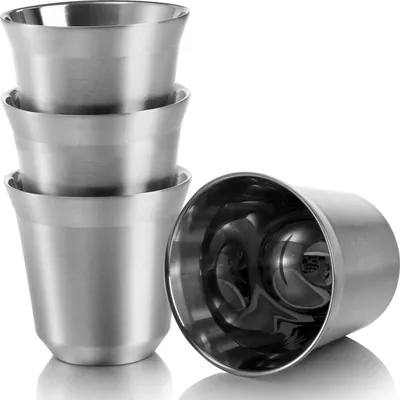 Obrázok produktu pre Šálka na espresso z nehrdzavejúcej ocele s dvojitými stenami izolovaná šálka 80 ml 4 kusy