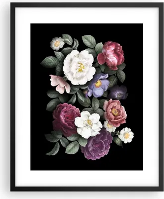 Produktbild von Gerahmtes Poster - Schwarzer Rahmen - Blumen Blumenstrauß Komposition - 40x50 cm - Wand Bild - Wanddeko - Wandbilder - Kunstposter - Wandposter - Bilderrahmen - Bilder - Kunstdruck - P2BPA40x50-5032