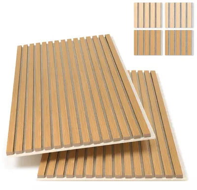 Produktbild von Ikodm 4er Set Akustikpaneele 120×60 cm, Eiche 2240S, hellbeiger Filz, MDF-Lamellen, NRC 0,8