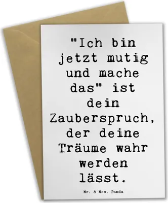 Produktbild von Mr. & Mrs. Panda Grußkarte Spruch Mutig zu sich selbst stehen - Weiß - Geschenk, Entscheidung, glückwunschkarten, Zuversicht, Vertrauem, Selbstbewusstsein, Trost, Mut