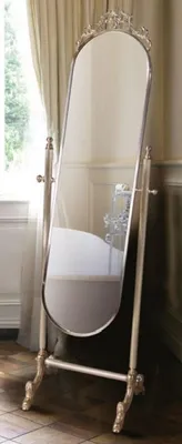 Produktbild von Casa Padrino Luxus Barock Standspiegel Silber / Gold 51 x 41 x H. 165 cm - Edler Messing Spiegel - Badezimmer Spiegel - Schlafzimmer Spiegel - Barock Möbel - Luxus Qualität
