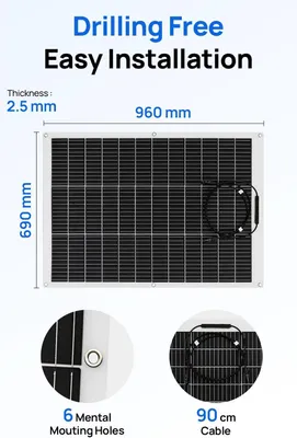 Obrázok produktu pre Flexibilný solárny panel - Solárny systém - Solárny panel - Solárna článok - Solárna energia - 260W (2x130W)