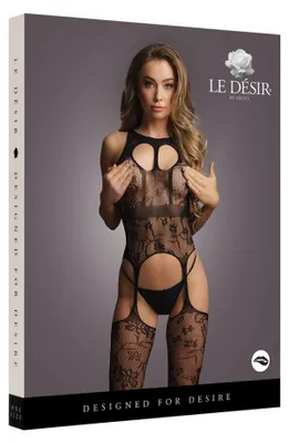 Produktbild von Hosenträ ger-Bodystocking mit Rundhalsausschnitt aus Spitze, Einheitsgrö ß e