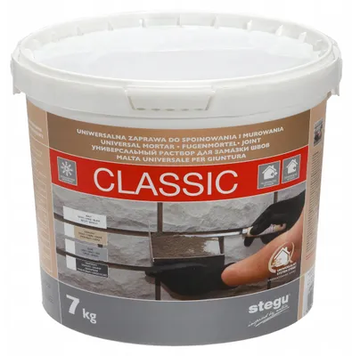 Immagine prodotto di Stegu CLASSIC, malta per fughe per piastrelle in gres porcellanato, protezione contro la formazione di muffe, 7 kg – Bianco