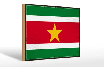 Produktbild von Holzschild Flagge Surinames 30x20cm Retro Flag of Suriname