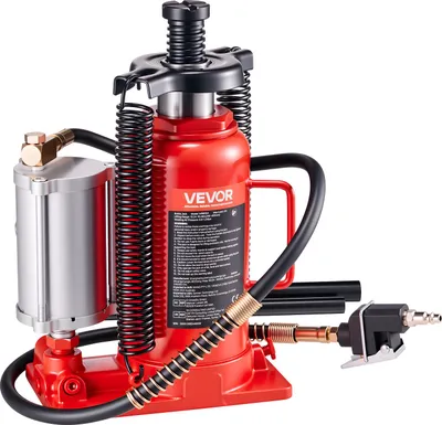 Zdjęcie produktu dla Podnośnik pneumatyczno-hydrauliczny VEVOR o udźwigu 20 t, zakres podnoszenia 260-495 mm, pneumatyczny/ręczny podnośnik z pompką do naprawy samochodów typu pickup, ciężarówek, kamperów, SUV-ów, czerwony