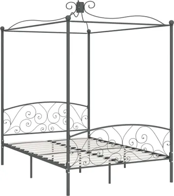 Produktbild von vidaXL Himmelbett-Gestell Grau Metall 140 x 200 cm