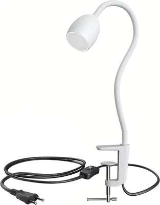 Image de Lampe de bureau à col de cygne - Lampe de lecture - Éclairage flexible - Spot orientable - Câble de 1,5 mètre - Blanc