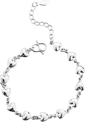 Produktbild von Frauen Legierung Armband Herz Form Kette Armband Einstellbare Länge Charm Link Armband Valentinstag Geburtstag Schmuck Geschenk