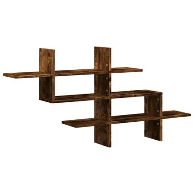 Obrázek produktu pro vidaXL Nástěnná police z kouřového dubu 124,5x18x60,5 cm Materiál na bázi dřeva