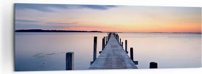 Produktbild von Bild auf Leinwand - Leinwandbild - Sonnenuntergang See Wasser Brücke - 160x50cm - Wand Bild - Wanddeko - Leinwanddruck - Bilder - Kunstdruck - Leinwand bilder - Wandkunst - AB160x50-2508
