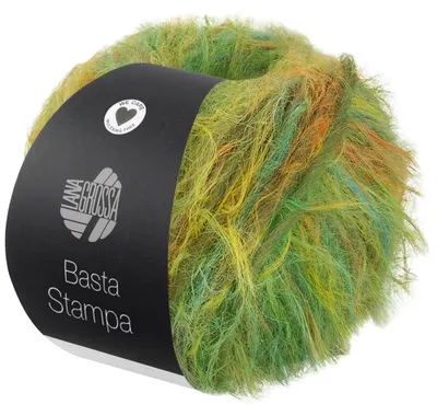 Produktbild von Lana Grossa BASTA STAMPA 50 g Garn im Fake Fur Look, locker verzwirnt 100 m  Farbe 201 - Gelb/Orange/Grün/Pistazie