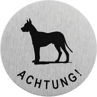 Produktbild von Aluminium Türschild " Achtung Hund " Ø75mm