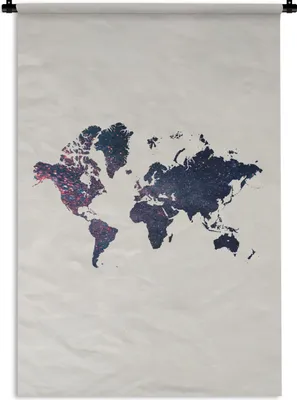 Produktbild von MuchoWow® Wandteppich Wandbehang Weltkarte - Glitter - Blau - Rosa 60x90 cm Tapisserie Dekoration Wandtuch - Foto-Teppich - Abwaschbar