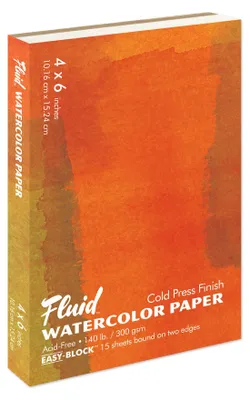 Immagine prodotto di Blocco di carta per acquerelli liquidi, formato 10,2 x 15,2 cm, 15 fogli, grammatura 300 g/m², superficie liscia