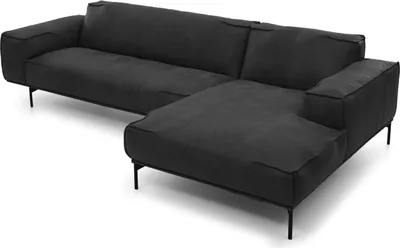 Sofa Walker 3,5-Sitzer 338x160 cm Recamiere rechts Leder Schwarz_Natur24