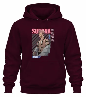 Immagine prodotto di Sukuna Jujutsu Kaisen Otaku Anime Estetica Demone Regalo Felpa con cappuccio vintage unisex, bordeaux, XXL