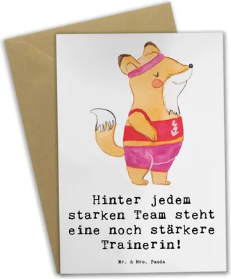 Produktbild von Mr. & Mrs. Panda Glückwunschkarte Radsport Trainerin - Weiß - Geschenk, radfahren, Danksagung, Grußkarte, hochzeitskarten, Dankbarkeit, osterkarte, Taktik, starkes Team
