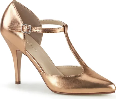 Produktbild von VANITY-415 Pleaser Damen High-Heels T-Riemchen Pumps roségold Metallic Lederlook