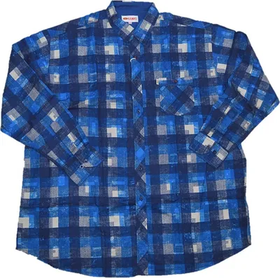 Zdjęcie produktu dla Koszula męska w dużych rozmiarach KAMRO, niebiesko-beżowa w kratę, rozmiar 6XL