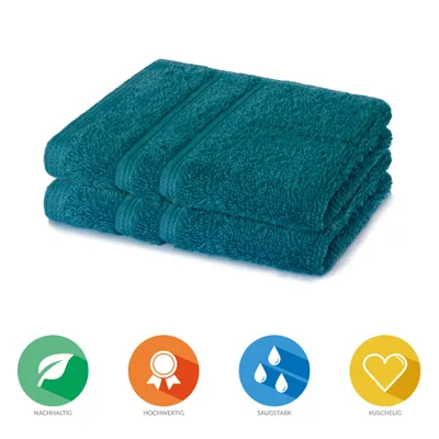 Produktbild von Lavea® Seiftuch 2er Set 30x30 cm, Waschlappen, 100% Baumwolle, Gästehandtücher, saugstark, waschbar, strapazierfähig, Frottierserie Bali - Kiefergrün