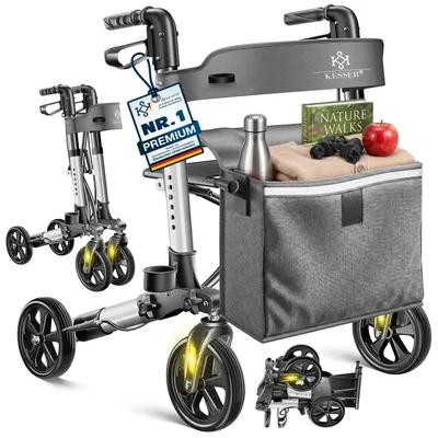 Produktbild von KESSER® Rollator Aluminium faltbar, höhenverstellbar & bis 136 kg belastbar