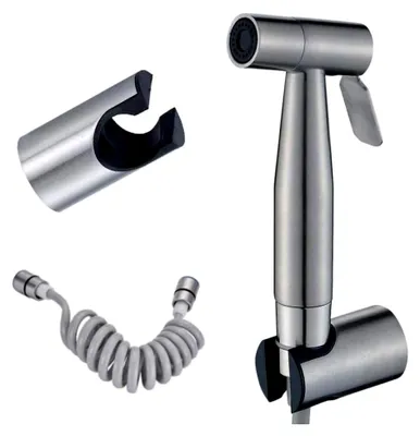 Produktbild von Mit Absperrung, Edelstahl-Brauseschlauch und Handbrausehalter – Duschset aus Edelstahl 304 zur Wandmontage