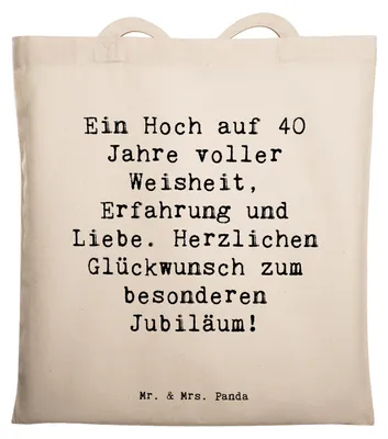 Produktbild von Mr. & Mrs. Panda Beutel Spruch 40. Geburtstag Weisheit - Transparent - Geschenk, Liebe, Party, liebevoll, Meilenstein, Tasche, Erfahrung, Alter, dokumententasche, Freude