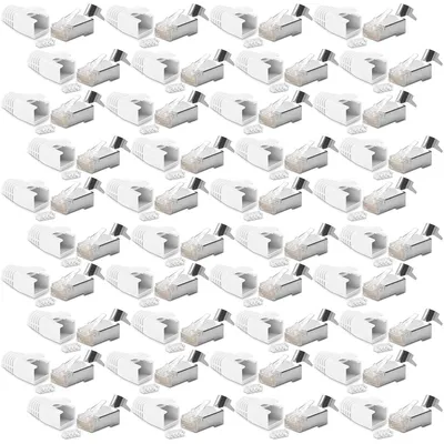 Produktbild von 40x CAT7 CAT6 CAT6A Netzwerkstecker RJ45 Stecker vergoldete Kontakte Knickschutz