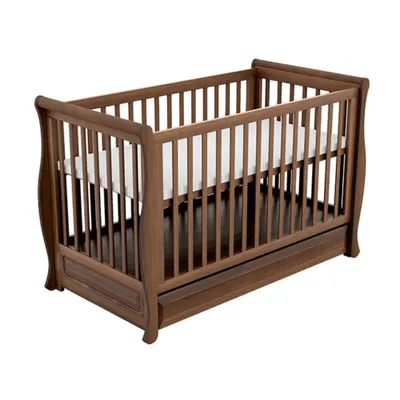 Produktbild von Novi Gala Babybett 60x120 cm mit Schublade, Walnuss, MDF, höhenverstellbar (3 Stufen), ab Geburt bis ca. 4 Jahre