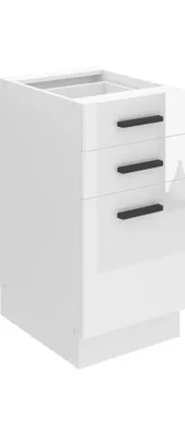 Produktbild von Belini Unterschrank Küche, Küchenunterschrank 40 cm Breite. SDSZ Küchenunterschrank ohne Arbeitsplatte. Küchenschrank mit Schubladen, Weiß Hochglanz