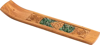 Produktbild von Räucherstäbchenhalter Keltischer Knoten mit Aventurin 26x5cm Holzhalter