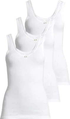 Produktbild von Speidel 3er Pack Nina Unterhemd / Top Baumwolle in Transfer-Jacquard-Qualität, Spitzeneinsatz mit dekorativem Röschen, Komfort ohne störende Seitennähte
