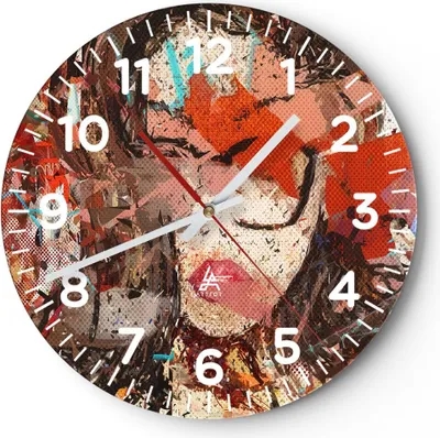 Produktbild von Wanduhr - Rund - Glasuhr - Abstraktion modern - 40x40cm - Schleichendes Uhrwerk - Lautlos - zum Aufhängen bereit - Dekoration Modern - Wanddekoration aus Glas - C4AR40x40-3464