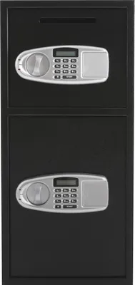 Produktbild von Tresor - Digitaler Doppeltür-Tresor - Größe 80×40×40 cm - Zwei Fächer - Vier Schlüssel - Code & Schlüssel - Wandmontage/Standgerät - Stahl - Schwarz