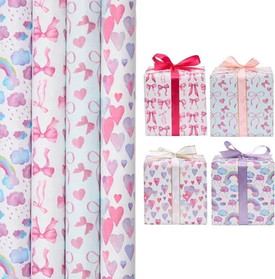 Obrázek produktu pro Dárkové papíry, rozměr 43 cm x 3 m, 4 role, vícebarevné, vhodné k narozeninám