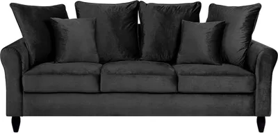 Produktbild von BELIANI Sofa Schwarz Samtstoff 3-Sitzer Traditionell Modern Zierkissen Wohnzimmer