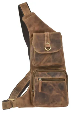 Produktbild von Greenburry Umhängetasche Leder Sling Bag CrossOver BodyBag Eingurtrucksack Vintage antik braun 1612 Crossbag Crossbody