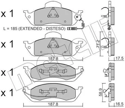 Produktbild von METELLI Bremsbeläge Satz Vorne Bremsklötze passend für MERCEDES-BENZ M-Klasse (W163) 22-0569-0