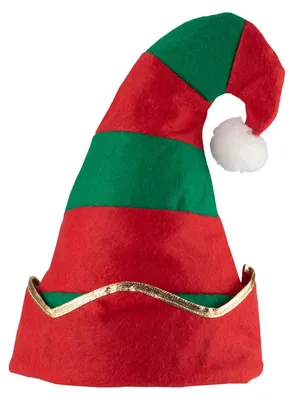 Produktbild von 1x Weihnachtsmütze 32 cm rot/grün Polyester Nikolausmütze für Feier & Event