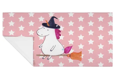 Produktbild von Mr. & Mrs. Panda Handtuch Einhorn Hexe - Rot Pastell - Geschenk, Frotteehandtuch, Freundin, Einhörner, Ehefrau, gesichtshandtuch, 50x100, Unicorn, gesichtstuch, Engel