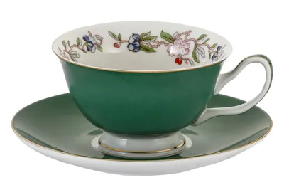 Produktbild von Tassen Becher PORZELLAN mit Untertasse Kaffeetasse Teetasse Grün 200 ml